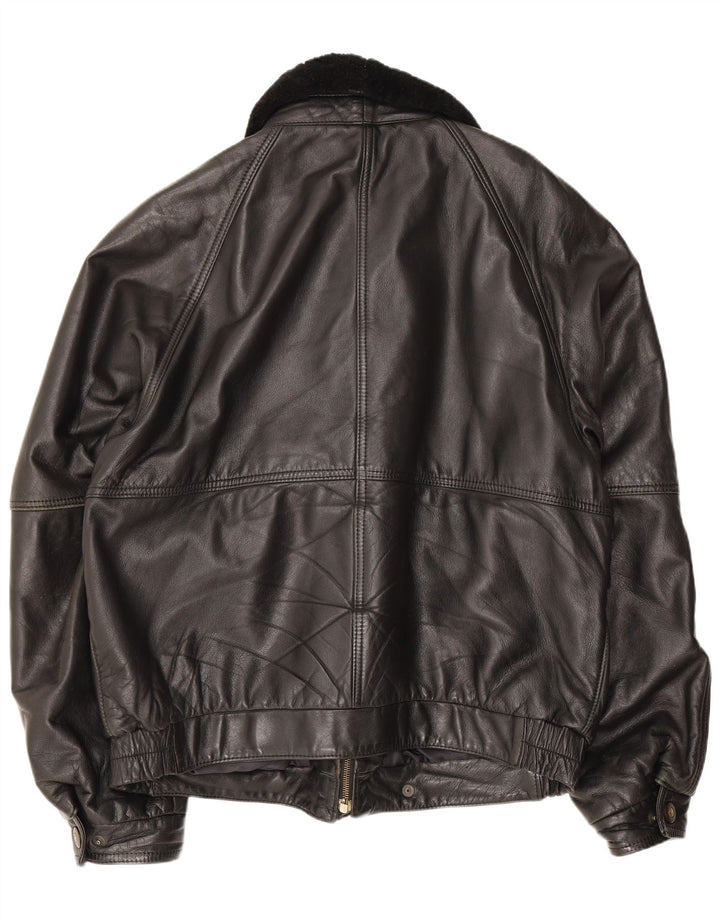 Vintage herre læderjakke IT 52 XL Sort