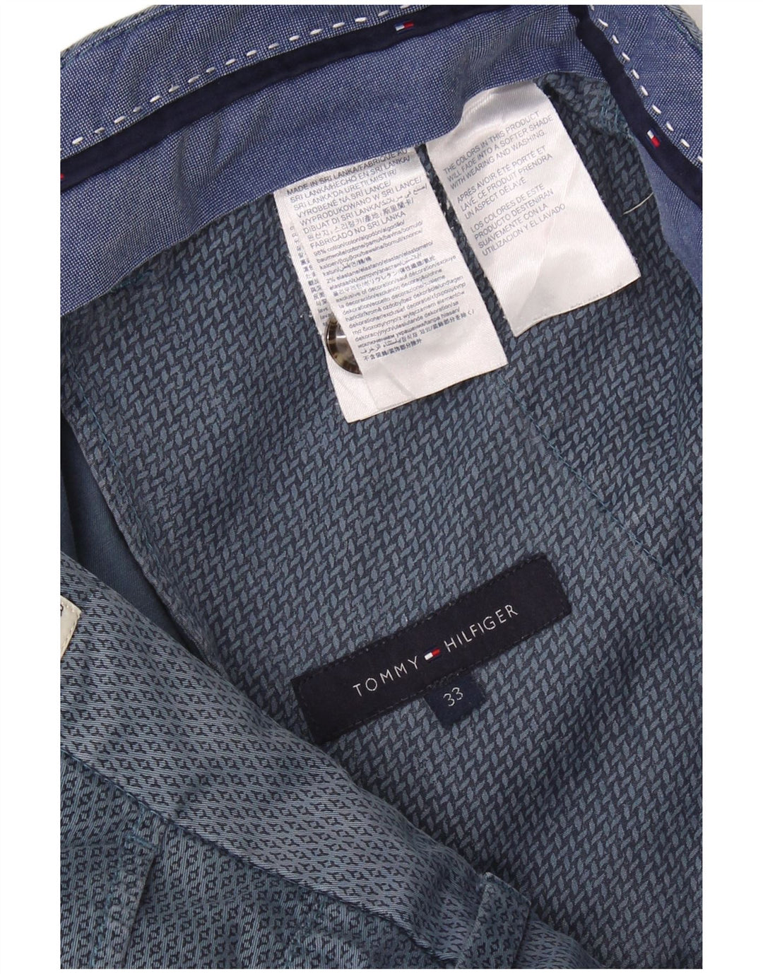 Tommy Hilfiger Herre Chino Shorts W33 Medium Blue Geometrisk Bomuld