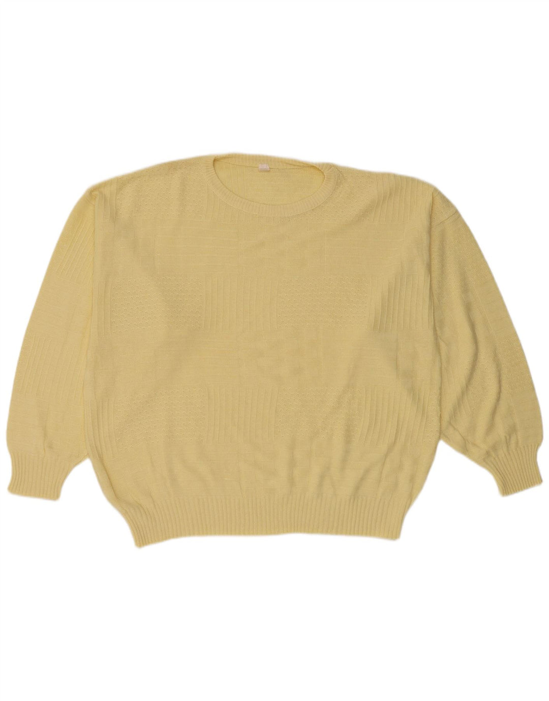 Vintage Herre Crew Neck Jumper Sweater IT 50 Medium Yellow Polyacrylic