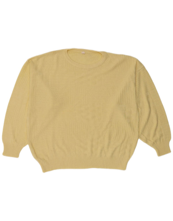 Vintage Herre Crew Neck Jumper Sweater IT 50 Medium Yellow Polyacrylic