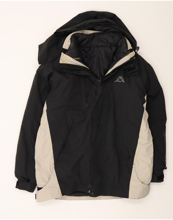 Kappa Mens Hooded Loose Fit Ski Jacket UK 36 Small Black Colourblock
