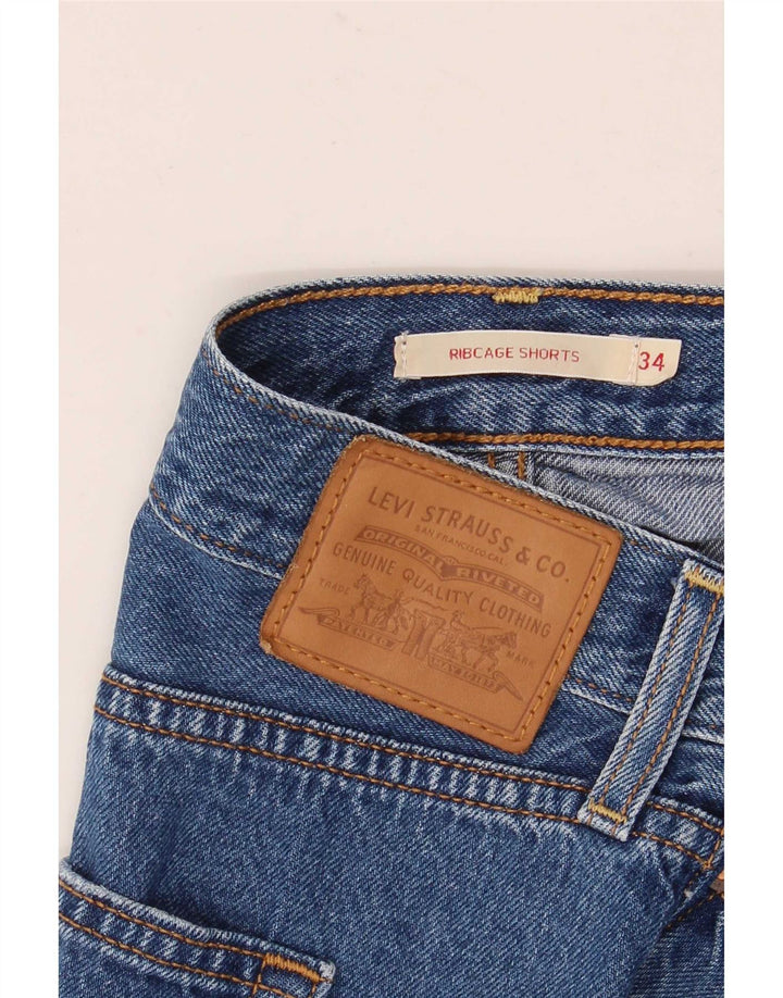 Levi's Womens Ribcage Distressed Denim Shorts W34 Large Blue