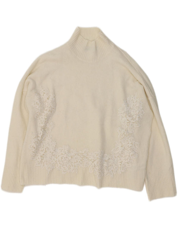 Marks & Spencer Dame Turtle Neck Jumper Sweater UK 18 XL Beige Floral