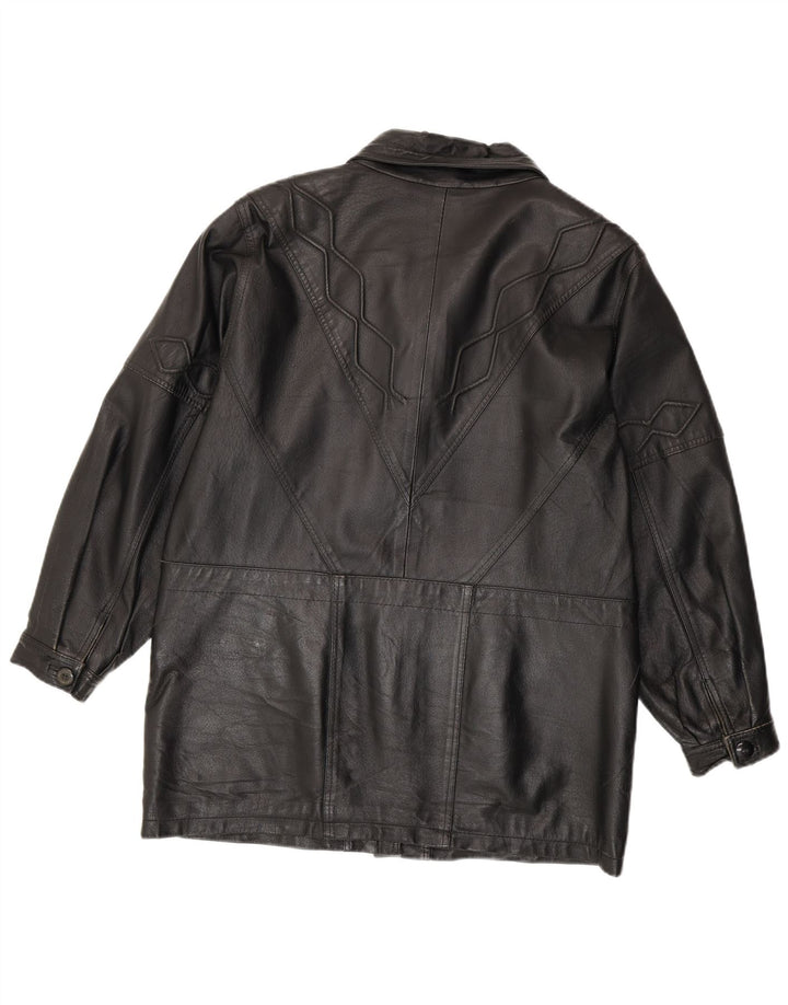 Vintage læderjakke til kvinder UK 16 Stor sort læder