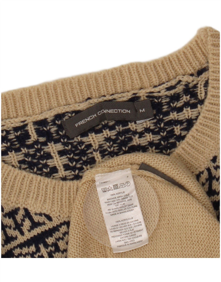 FRANSK FORBINDELSE Herre Boat Neck Jumper Sweater Medium Beige Geometrisk