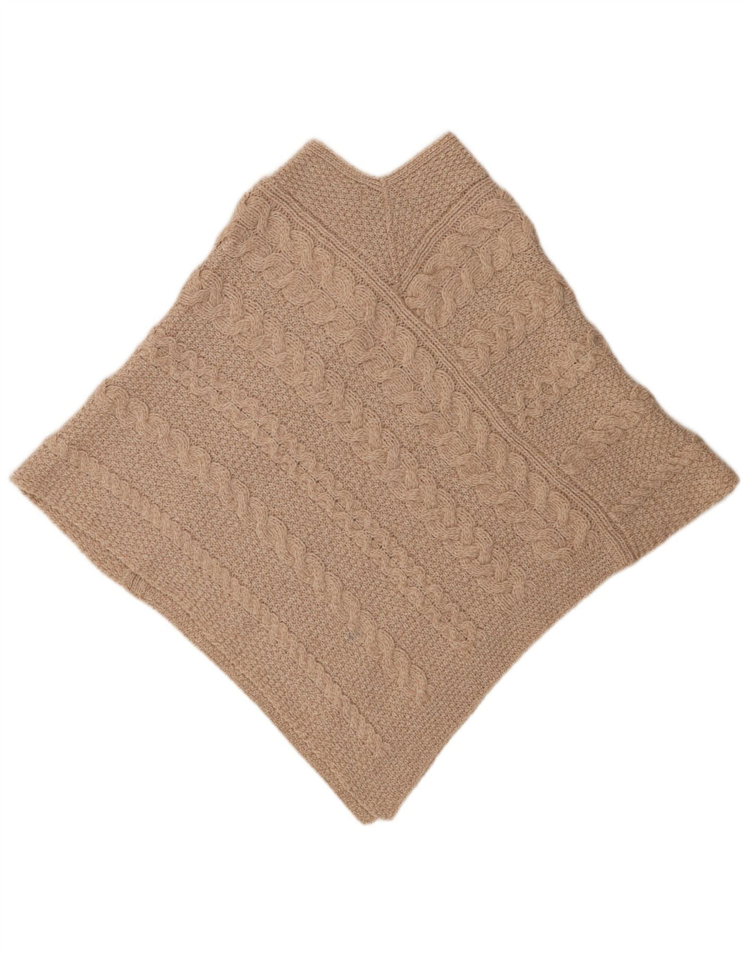 Aran Crafts Dame Oversized Poncho Jumper UK 10 Small Beige Merino Wool