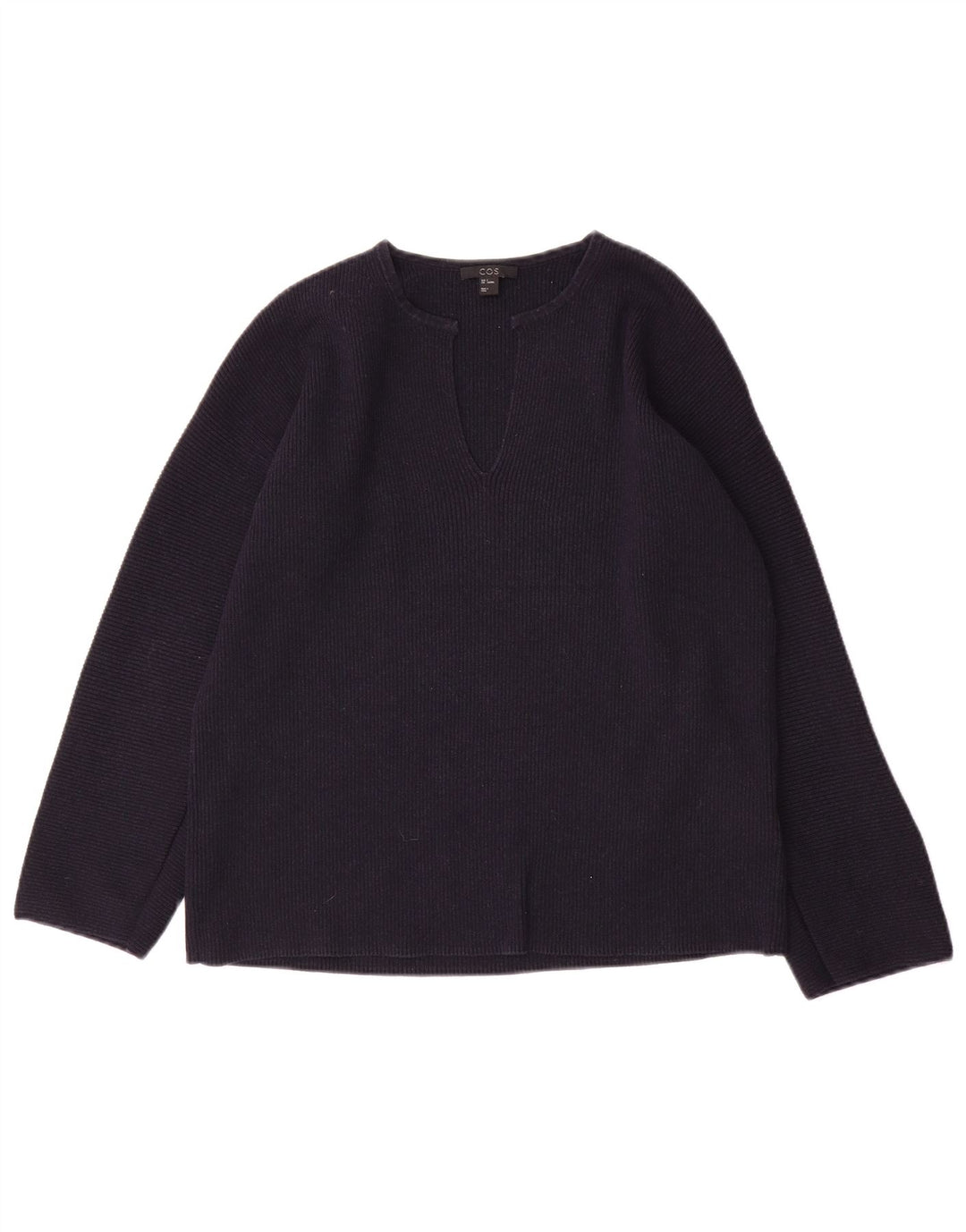 Cos Dame Oversized V-hals sweater UK 10 Small Navy Blue Wool