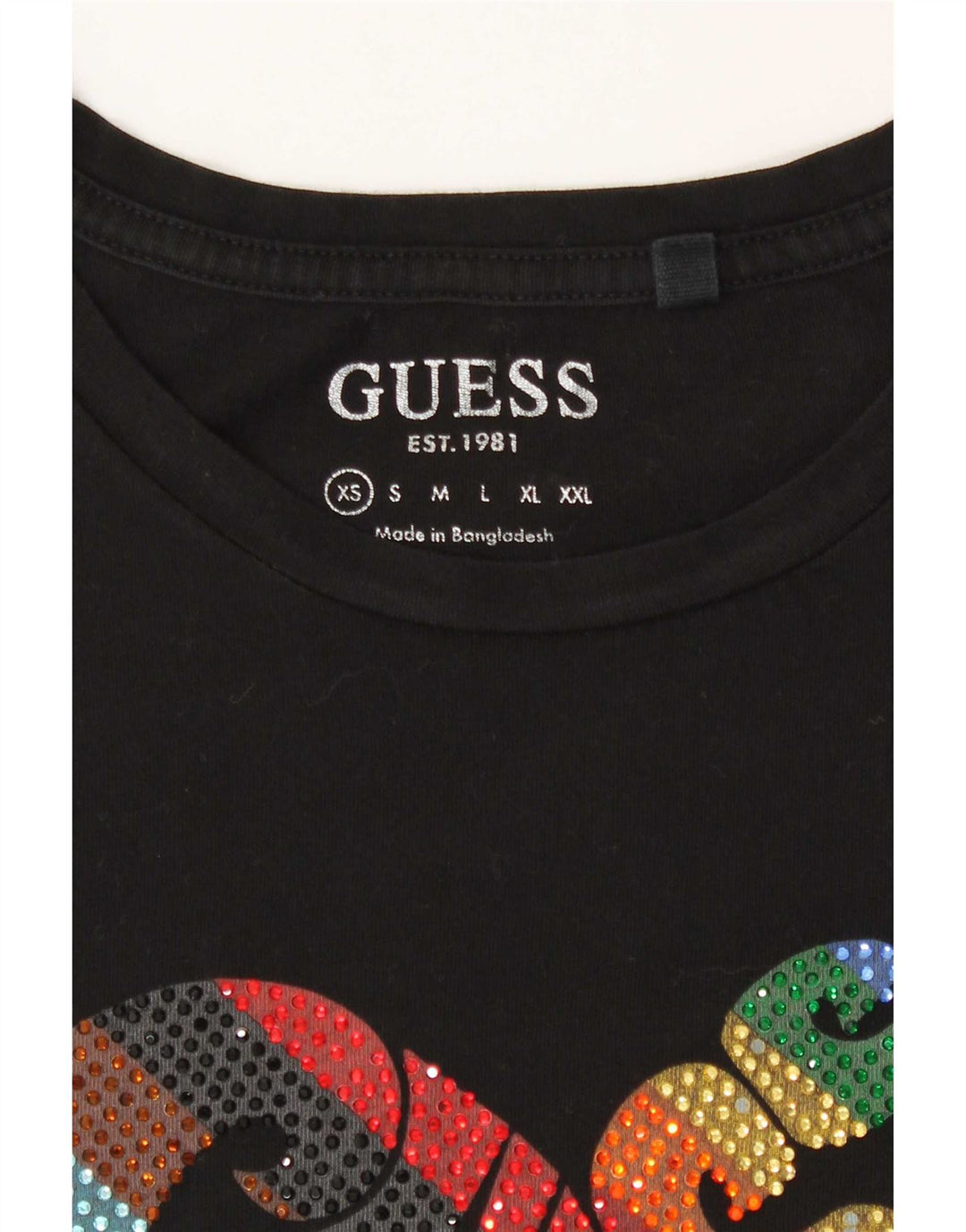 Guess Kvinder Oversized grafisk T-shirt Top UK 6 XS Sort
