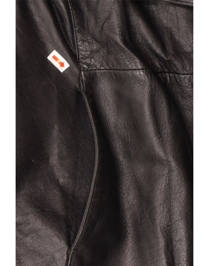 VINTAGE Womens Leather Jacket UK 14 Medium Black Leather