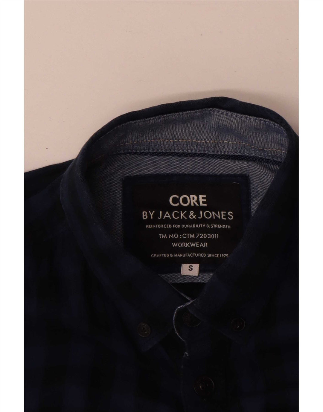 Jack & Jones Arbejdstøjsskjorte til mænd, lille marineblå Gingham bomuld