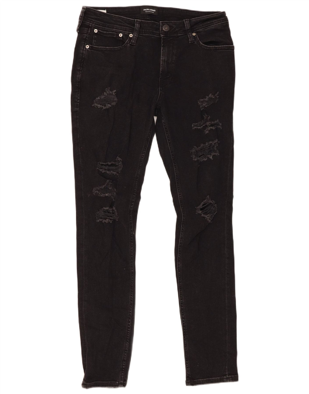 Jack & Jones Distressed Skinny Jeans til mænd W32 L32 Sort bomuld