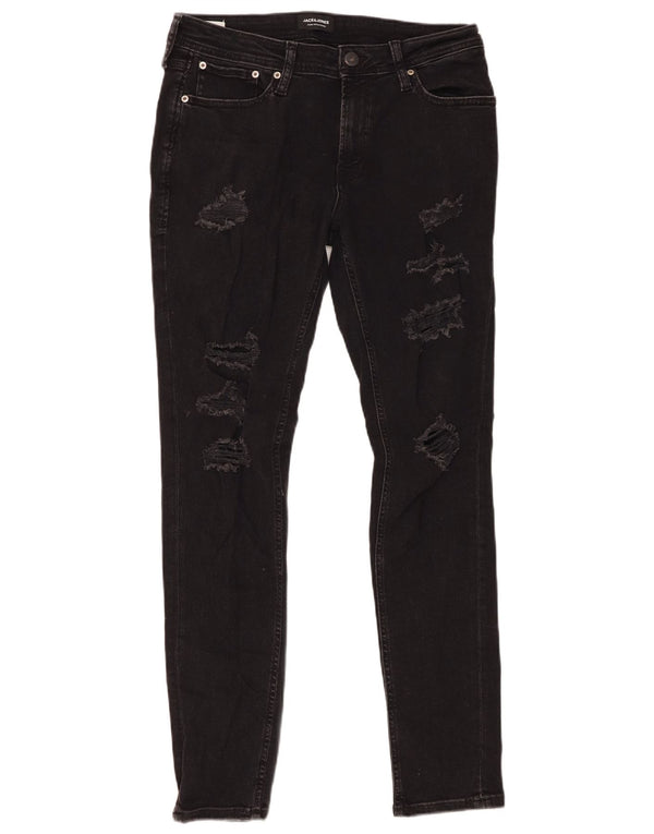 Jack & Jones Distressed Skinny Jeans til mænd W32 L32 Sort bomuld