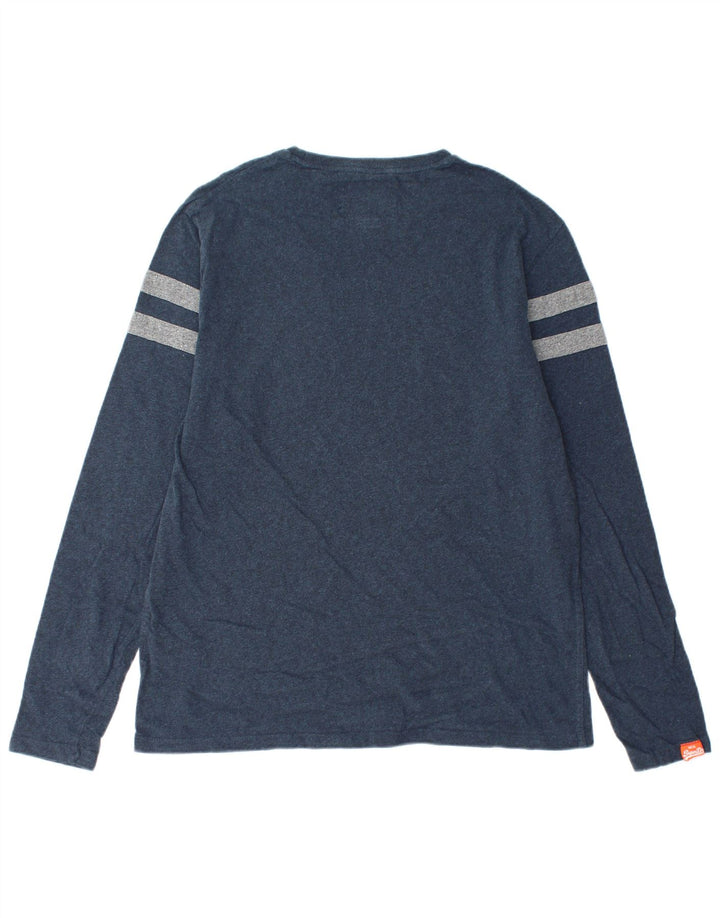 SUPERDRY Herre Top Langærmet 2XL Navy Blue Colourblock Bomuld
