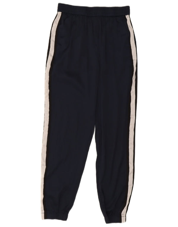 Zara Womens Tracksuit Trousers Joggers UK 4 XS Navy Blue Colourblock