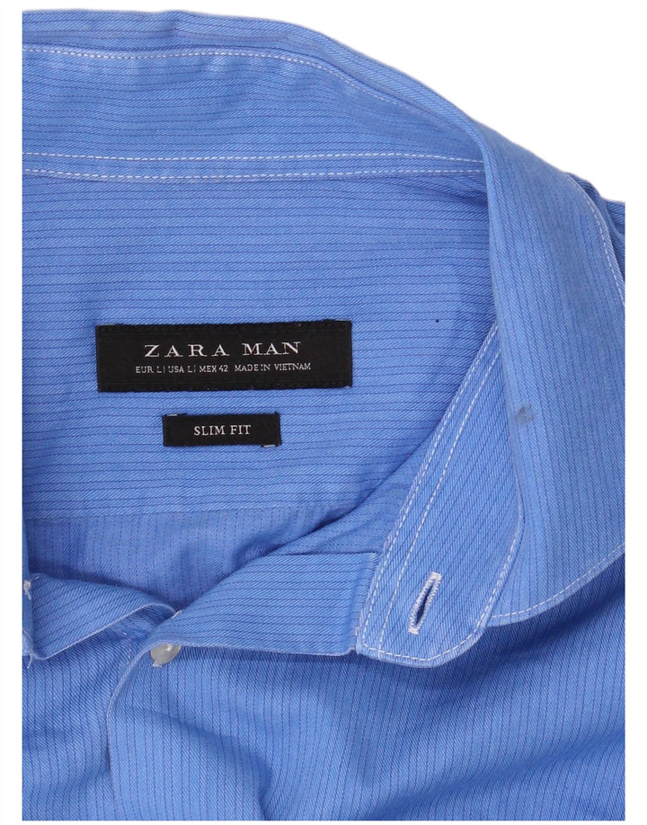Zara Herre Slim Fit Skjorte Stor Blå
