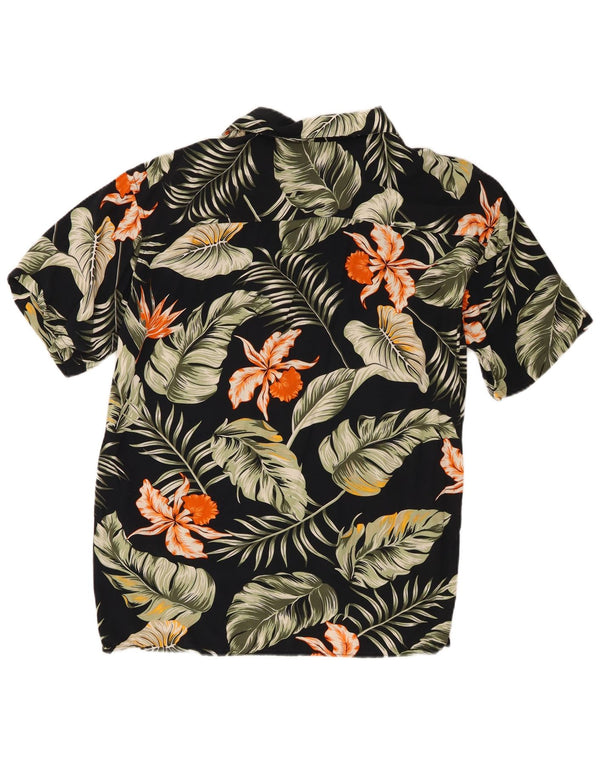 Jack & Jones Kortærmet Herreskjorte Stor Sort Floral Viscose Hawaiian