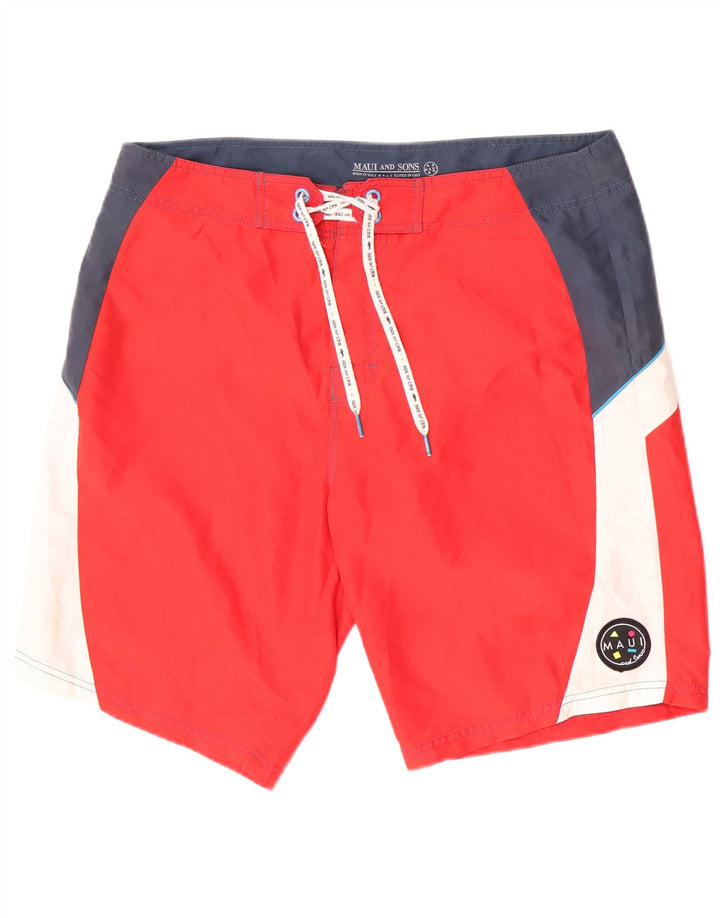 Maui and Sons Badeshorts til mænd XL Rød Colourblock Polyester