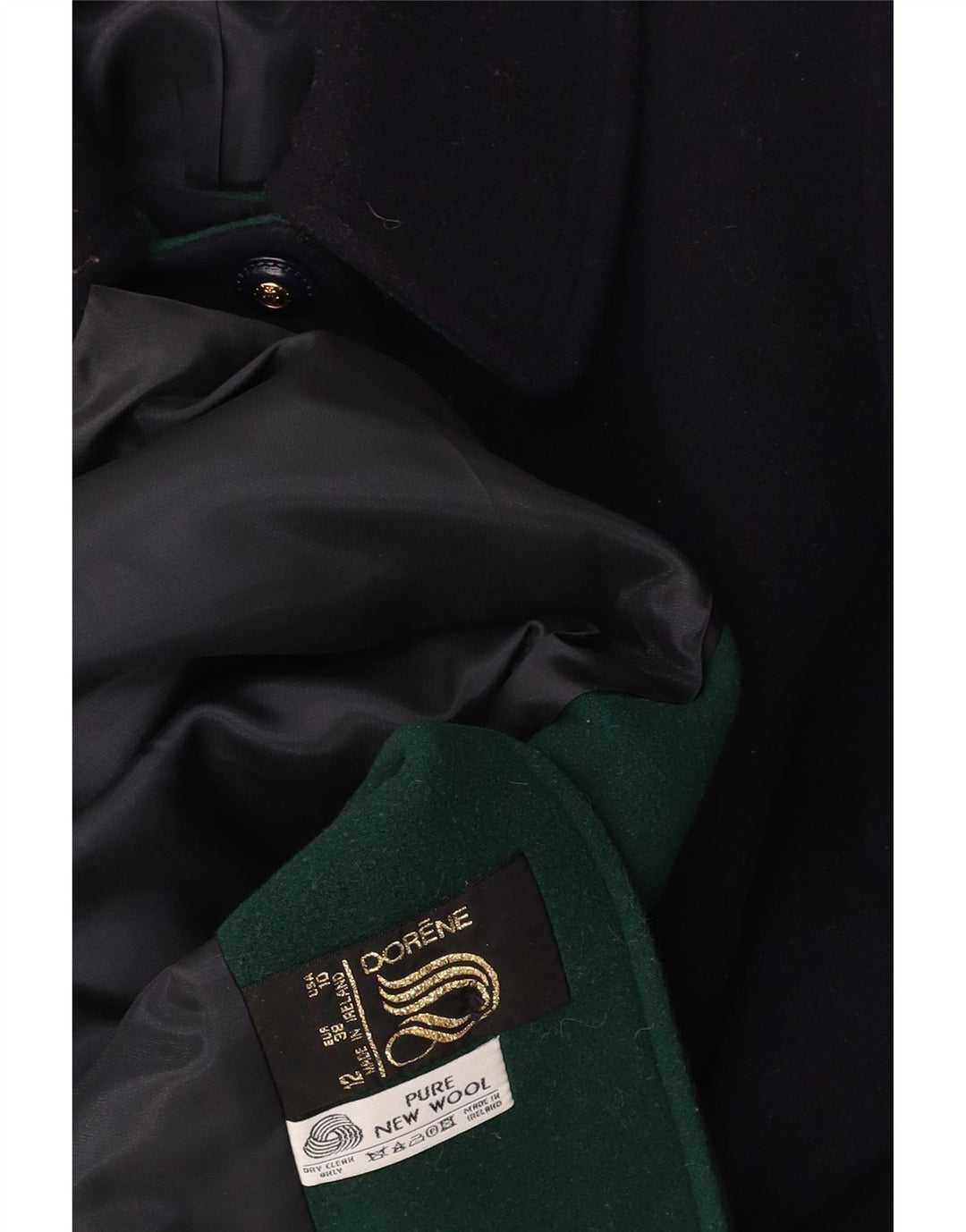 DORENE Dame Overfrakke UK 12 Medium Navy Blue Uld