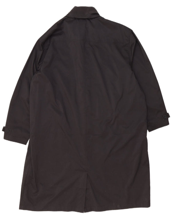 Vintage Womens Hooded Oversized Raincoat UK 20 2XL Black Polyester