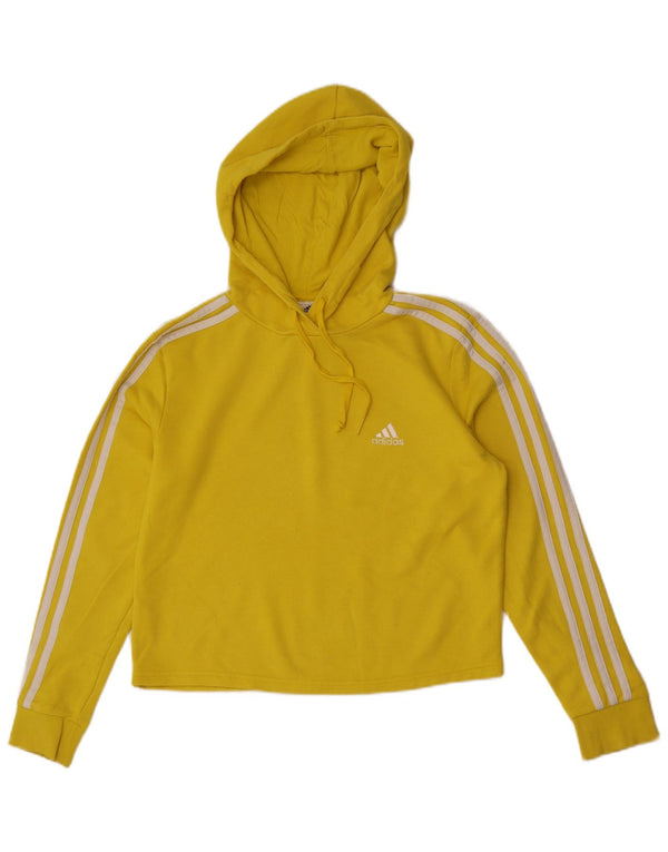 Adidas Dame Crop Hoodie Jumper UK 12/14 Medium Gul Bomuld