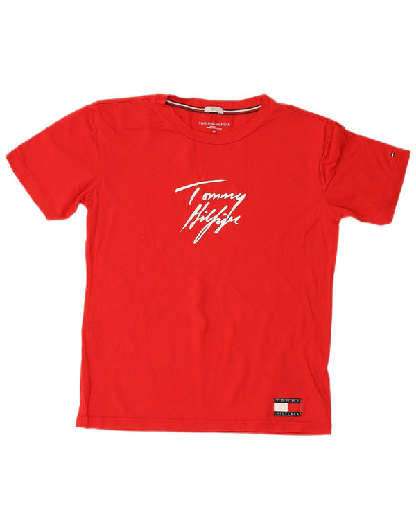 Tommy Hilfiger Dame Grafisk T-Shirt Top UK 6 XS Rød Bomuld