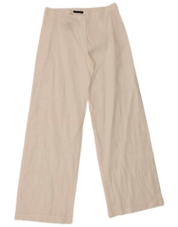 Sisley Kvinder Casual Bukser med brede ben IT 38 XS W26 L29 Hvid Hør