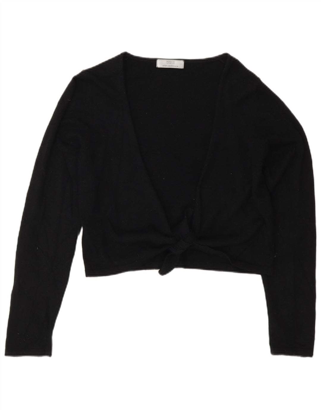 Marks & Spencer Womens Crop Cardigan Sweater UK 10 Small Black Viscose