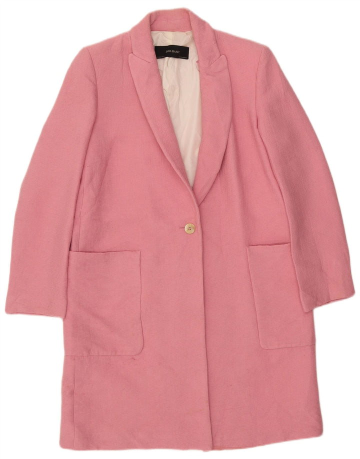 Zara Dame Overfrakke UK 10 Small Pink Viscose