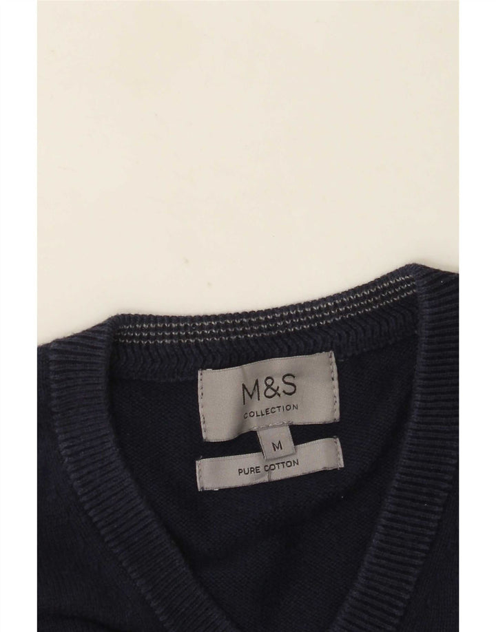 Marks & Spencer Herre V-hals sweater Medium marineblå bomuld