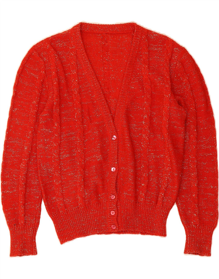 VINTAGE Womens Cardigan Sweater UK 14 Medium Red Vintage Vintage and Second-Hand Vintage from Messina Hembry 