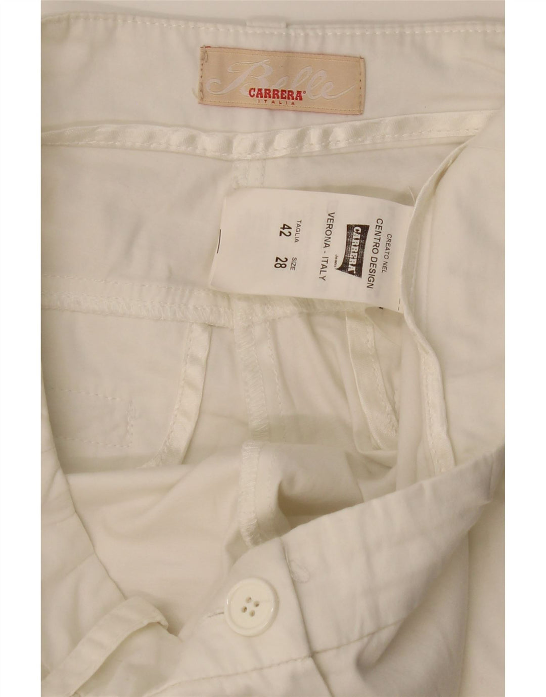 CARRERA Womens Slim Chino Trousers IT 42 Medium W28 L26 White Cotton Vintage Carrera and Second-Hand Carrera from Messina Hembry 