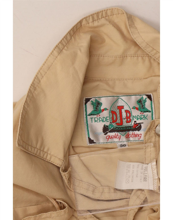 VINTAGE Mens Graphic Utility Jacket UK 36 Small Beige Cotton Vintage Vintage and Second-Hand Vintage from Messina Hembry 