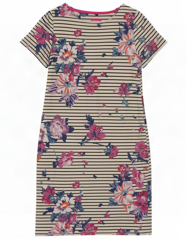 Joules Dame T-Shirt Dress UK 12 Medium White Floral Cotton
