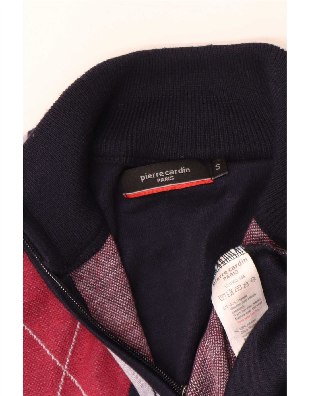Pierre Cardin Herre Cardigan Sweater Small Navy Blue Argyle/Diamond
