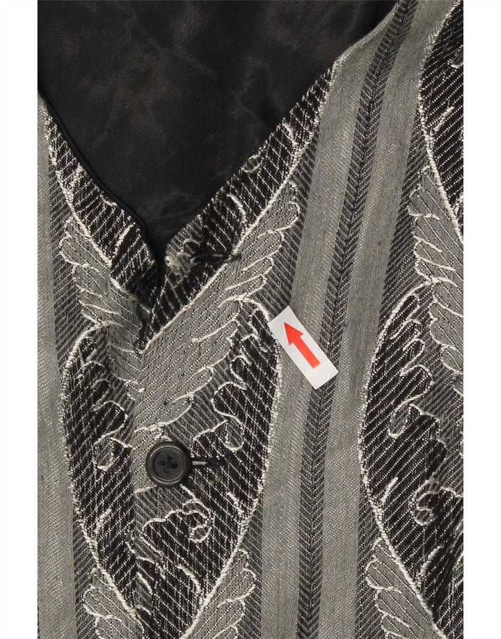 Vintage herre abstrakt mønster vest lille grå rayon