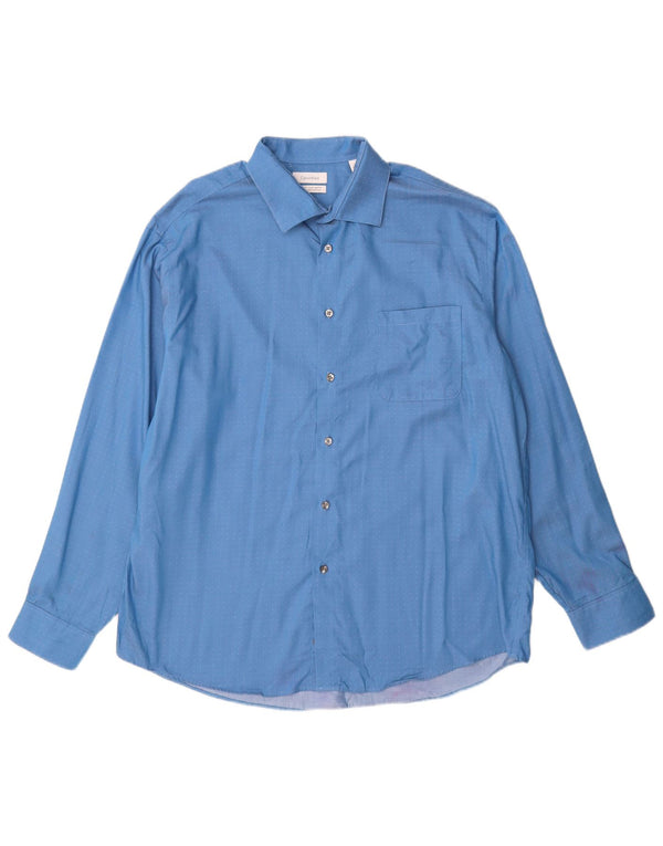 Calvin Klein Herre Regular Fit skjorte str. 17 XL Blå plettet bomuld