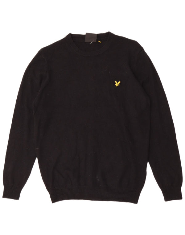 Lyle & Scott Mens Crew Neck Jumper Sweater Medium Black Cotton