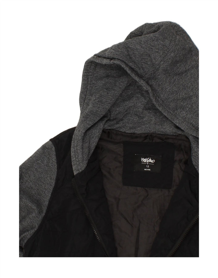 MOSSIMO Boys Hooded Bomber Jacket 11-12 Years Black Colourblock Polyester Vintage Mossimo and Second-Hand Mossimo from Messina Hembry 