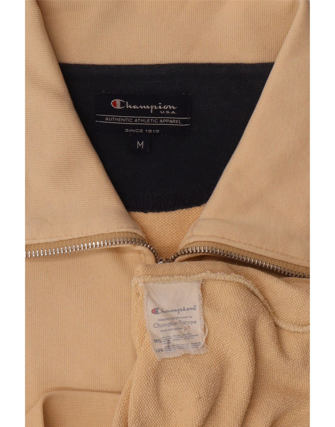 CHAMPION Mens Sleeveless Tracksuit Top Jacket Medium Beige Cotton Vintage Champion and Second-Hand Champion from Messina Hembry 