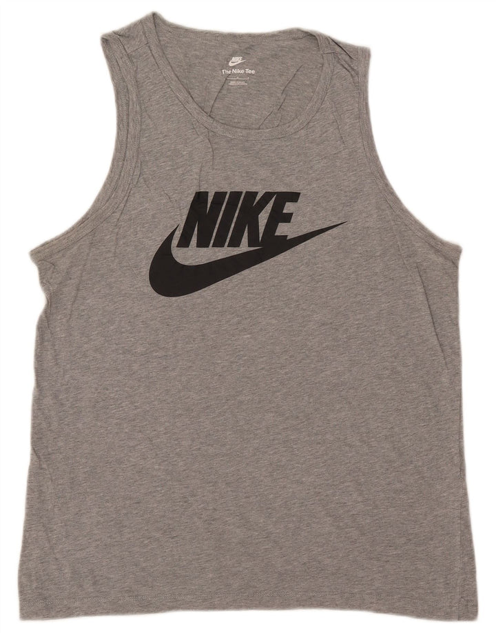 Nike grafisk vest top til mænd, stor grå flækket bomuld