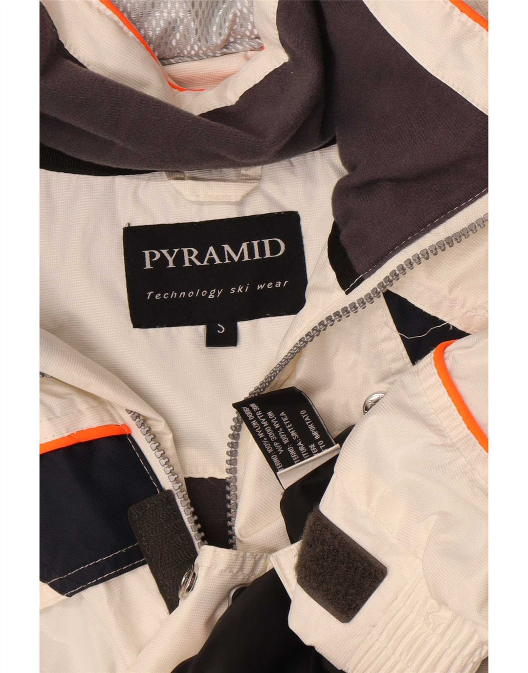 Pyramid Herre Hætte Skijakke UK 36 Small White Colourblock Nylon