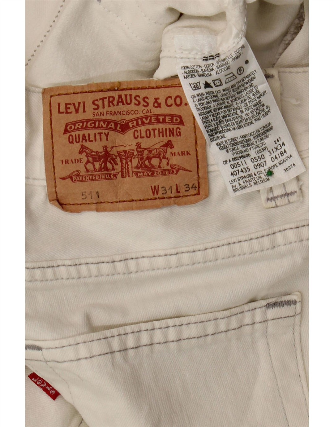 LEVI'S Herre 511 Slim Jeans W31 L34 Off White Bomuld