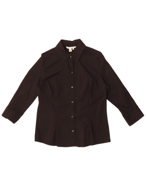 Zara skjortebluse med 3/4 ærmer til kvinder UK 18 XL Sort bomuld