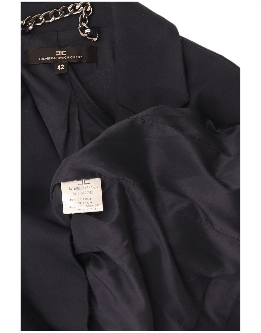 Elisabetta Franchi Dame 2 Button Blazer Jacket IT 42 Medium Navy Blue
