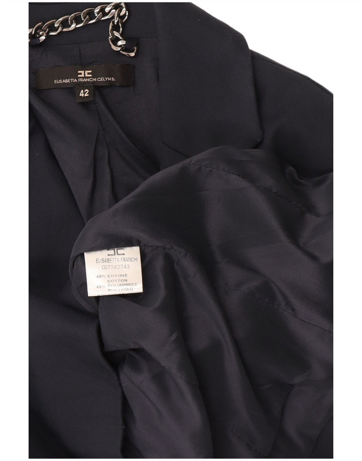 Elisabetta Franchi Dame 2 Button Blazer Jacket IT 42 Medium Navy Blue