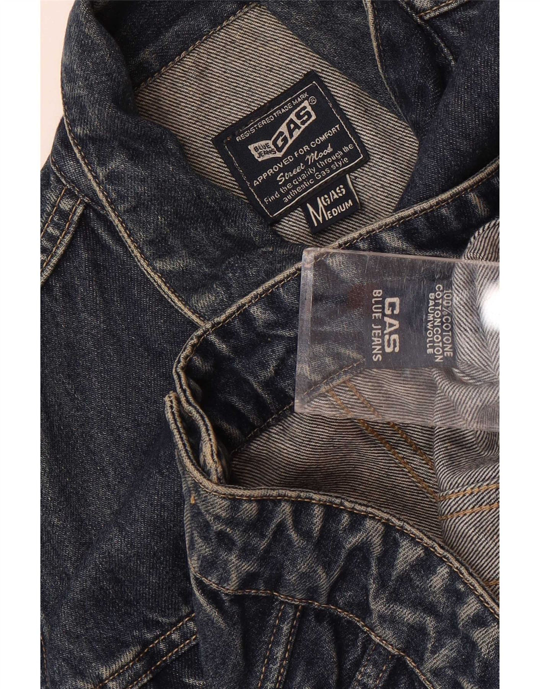 Gas Dame Crop Denim Jacket UK 12 Medium Blue Cotton