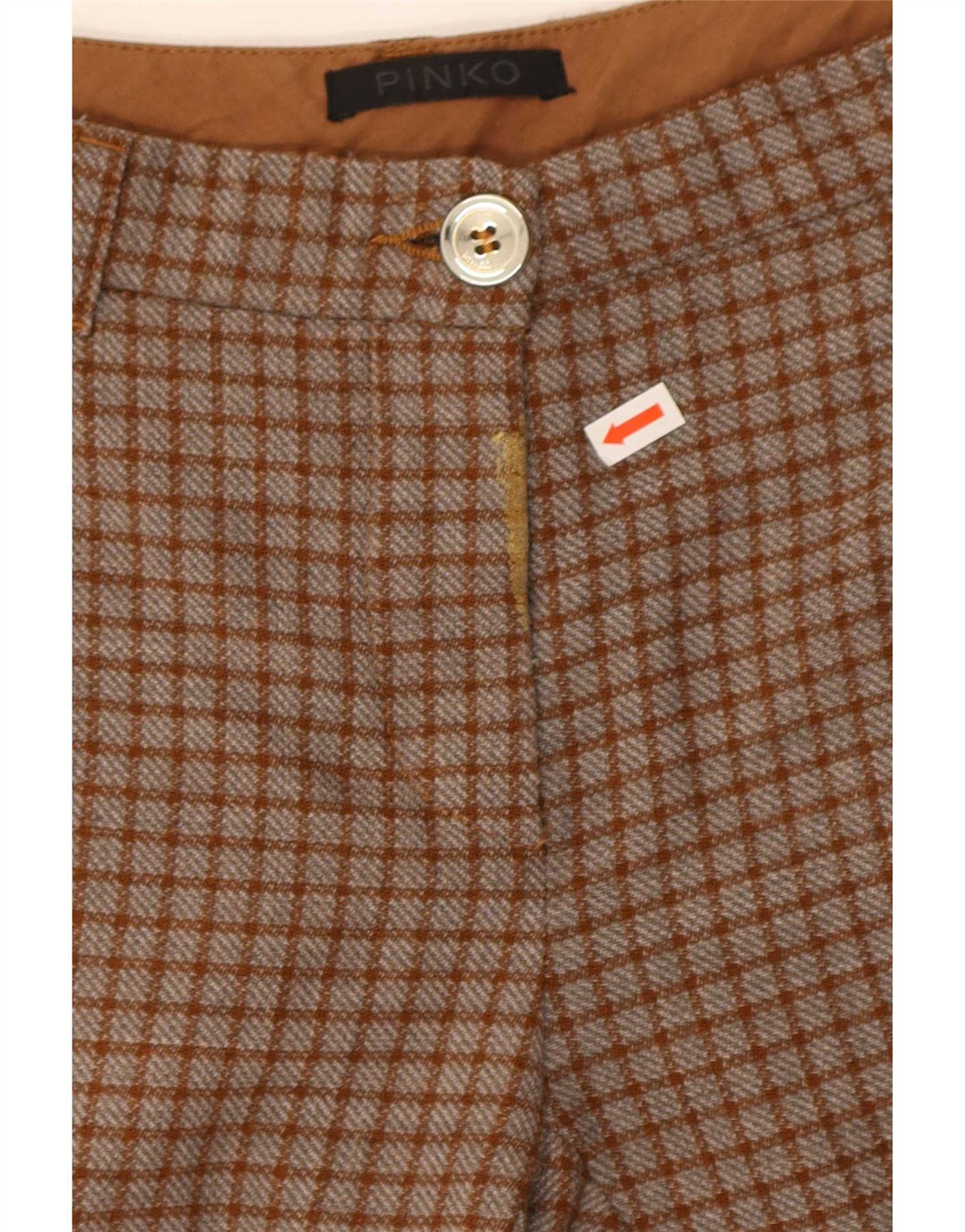 Pinko Slim Chino-bukser til kvinder W26 L26 brun ternet polyester