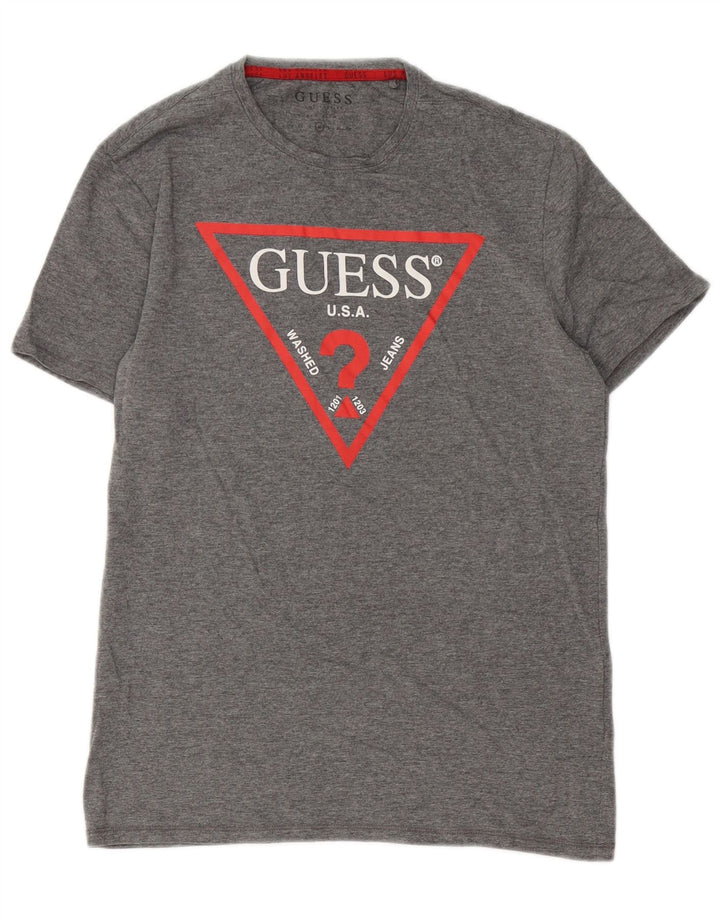 Guess Herre grafisk T-shirt top mellemgrå bomuld