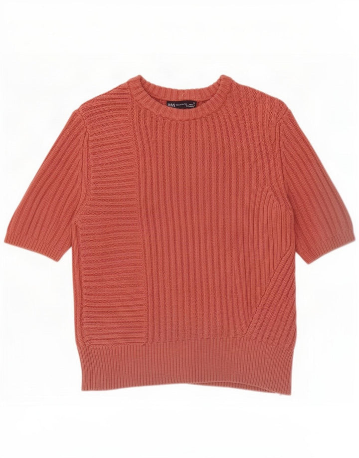 Marks & Spencer Dame Boat Neck Jumper Sweater UK 12 Medium Pink