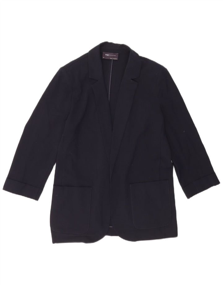 Marks & Spencer Dame 3/4-ærmet åben blazerjakke UK 12 Medium Navy Blue